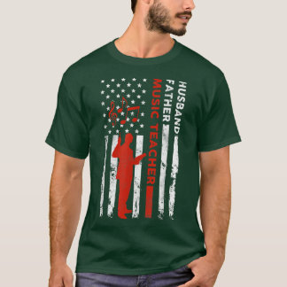 Muziekleraar Husband Pap  Verenigde Staten Vlag Am T-shirt