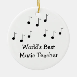 Muziekleraar in zwart-wit muzieknoten keramisch ornament