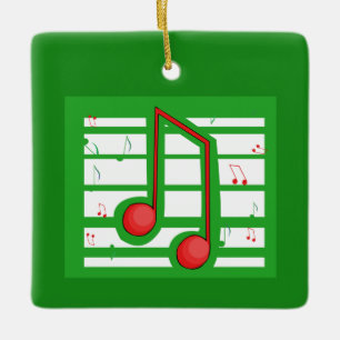 Muziekleraar Kerstmis, Noten op Groen Keramisch Ornament