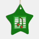 Muziekleraar Kerstmis, notities over groen Keramisch Ornament (Rechts)