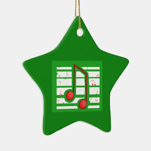 Muziekleraar Kerstmis, notities over groen Keramisch Ornament (Rechts)