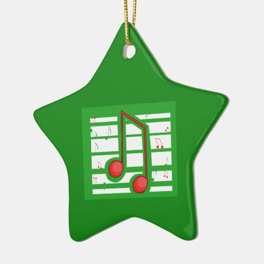 Muziekleraar Kerstmis, notities over groen Keramisch Ornament (Links)