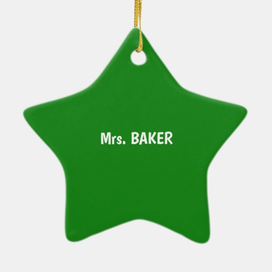 Muziekleraar Kerstmis, notities over groen Keramisch Ornament (Achterkant)