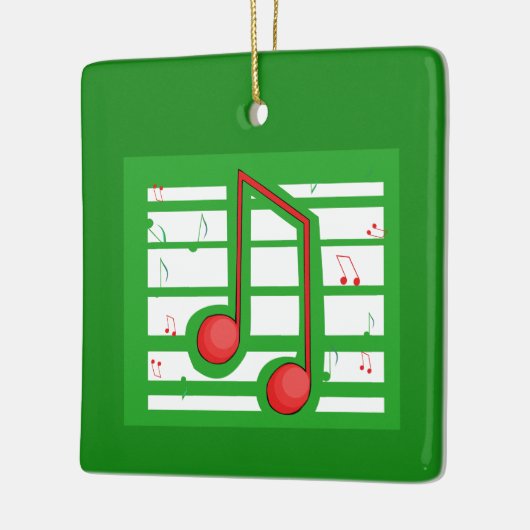 Muziekleraar Kerstmis, notities over groen Keramisch Ornament (Links)