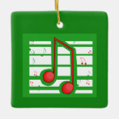 Muziekleraar Kerstmis, notities over groen Keramisch Ornament (Voorkant)