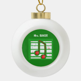 Muziekleraar Kerstmis, notities over groen Keramische Bal Ornament