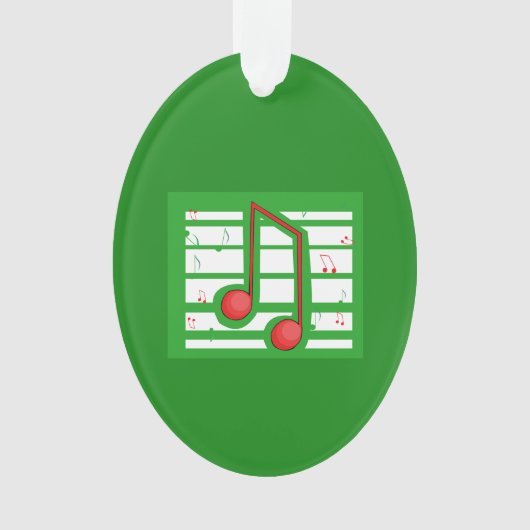 Muziekleraar Kerstmis, notities over groen Ornament (voorkant)