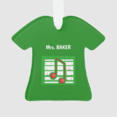 Muziekleraar Kerstmis, notities over groen Ornament (achterkant)