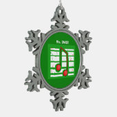 Muziekleraar Kerstmis, notities over groen Tin Sneeuwvlok Ornament (Links)