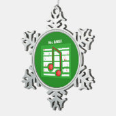 Muziekleraar Kerstmis, notities over groen Tin Sneeuwvlok Ornament (Rechts)
