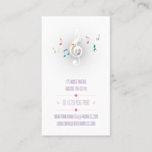 Muziekleraar | KleurenVisitekaartje Visitekaartje (Achterkant)