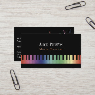 Muziekleraar Kleurrijk Visitekaartje Piano Keys