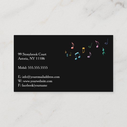 Muziekleraar | Kleurrijk Visitekaartje Piano Keys (Achterkant)