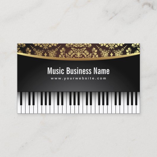 Muziekleraar Luxury Realistisch Piano Visitekaartje (Voorkant)