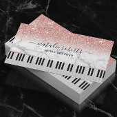 Muziekleraar Marble Roos Gold Glitter Piano Keys Visitekaartje