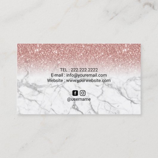 Muziekleraar Marble Roos Gold Glitter Piano Keys Visitekaartje (Achterkant)