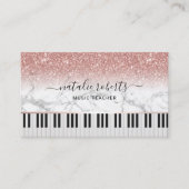 Muziekleraar Marble Roos Gold Glitter Piano Keys Visitekaartje (Voorkant)
