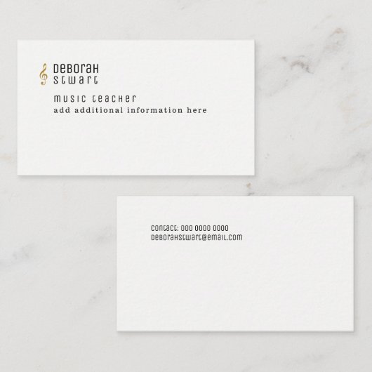 Muziekleraar minimalistisch visitekaartje (Voorkant / Achterkant)