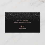 Muziekleraar Modern Black Glitter Piano Keys Visitekaartje (Achterkant)