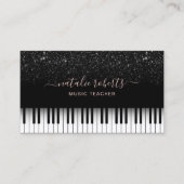 Muziekleraar Modern Black Glitter Piano Keys Visitekaartje (Voorkant)