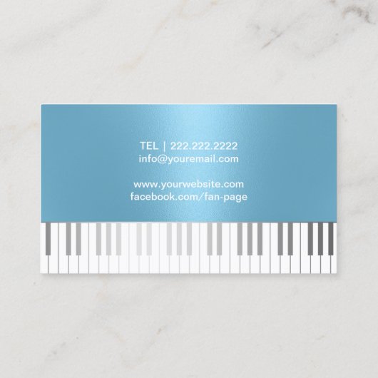 Muziekleraar Modern Blauw Piano Keys Musical Visitekaartje (Achterkant)