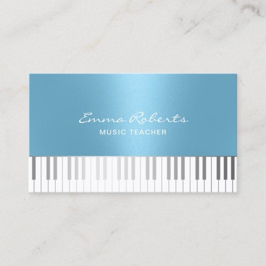 Muziekleraar Modern Blauw Piano Keys Musical Visitekaartje (Voorkant)