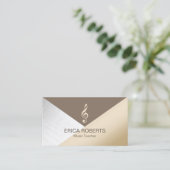 Muziekleraar Modern Gold Brown Silver Musical Visitekaartje (Staand voorkant)