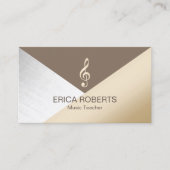 Muziekleraar Modern Gold Brown Silver Musical Visitekaartje (Voorkant)