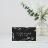 Muziekleraar Modern Line Art Minimale zwart-wit Visitekaartje (Staand voorkant)
