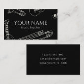 Muziekleraar Modern Line Art Minimale zwart-wit Visitekaartje (Voorkant / Achterkant)