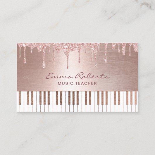 Muziekleraar Modern Roos Gold Drivers Piano Musica Visitekaartje (Voorkant)