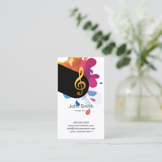 Muziekleraar Modern Treble Clef Elegant Visitekaartje (Staand voorkant)