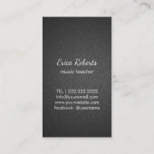 Muziekleraar Musical Clef Symbol Elegant Black Visitekaartje (Achterkant)
