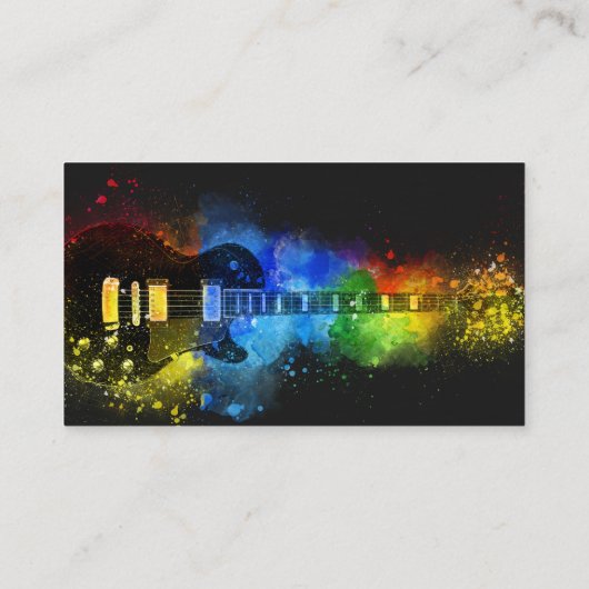 Muziekleraar Musical Notes Guitar Band Visitekaartje (Achterkant)