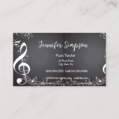 Muziekleraar Musical Notes Piano Guitar Band Busi Visitekaartje (Voorkant)