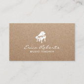 Muziekleraar Musical Piano Logo Rustic Kraft Visitekaartje (Voorkant)