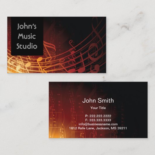 Muziekleraar Muziek Studio Elegant Musical Visitekaartje (Voorkant / Achterkant)