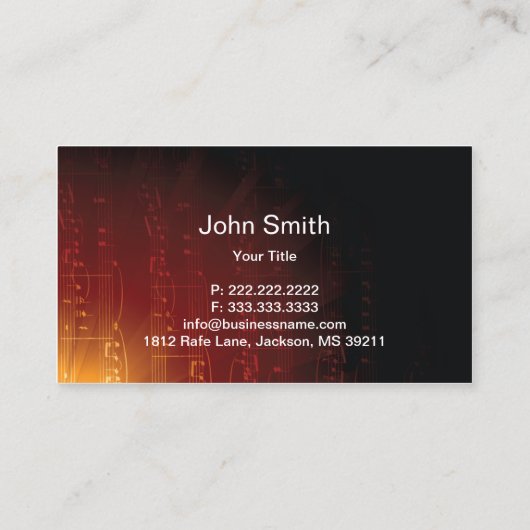 Muziekleraar Muziek Studio Elegant Musical Visitekaartje (Achterkant)