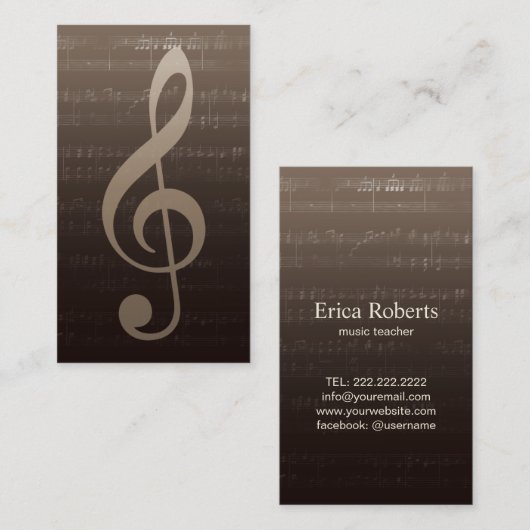 Muziekleraar muzikant  musical visitekaartje (Voorkant / Achterkant)