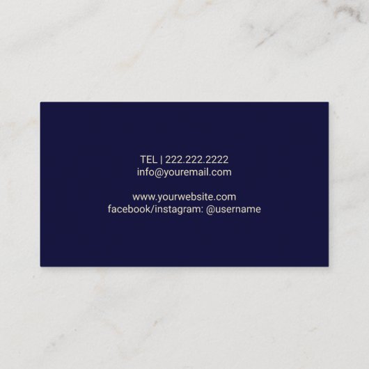 Muziekleraar Navy & Gold Piano Musical Visitekaartje (Achterkant)