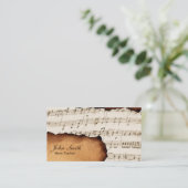 Muziekleraar  oude muziekvel visitekaartje (Staand voorkant)