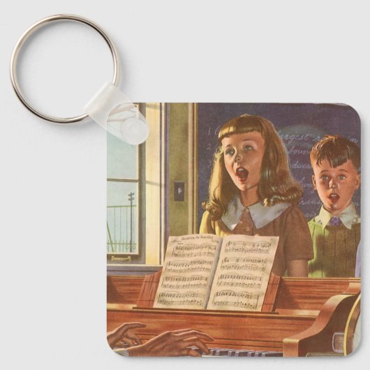 Muziekleraar Oude Stijl die Studenten Leert Zingen Sleutelhanger (Voorkant)