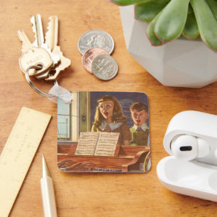 Muziekleraar Oude Stijl die Studenten Leert Zingen Sleutelhanger