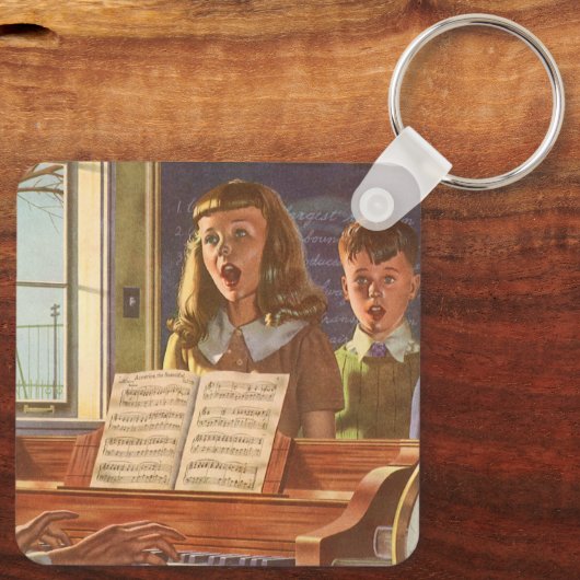Muziekleraar Oude Stijl die Studenten Leert Zingen Sleutelhanger (Achterkant)