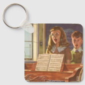 Muziekleraar Oude Stijl geeft zanglessen aan stude Sleutelhanger (Voorkant)