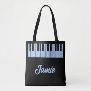 Muziekleraar Pastelblauw Pianotoetsenbord Naam Don Tote Bag