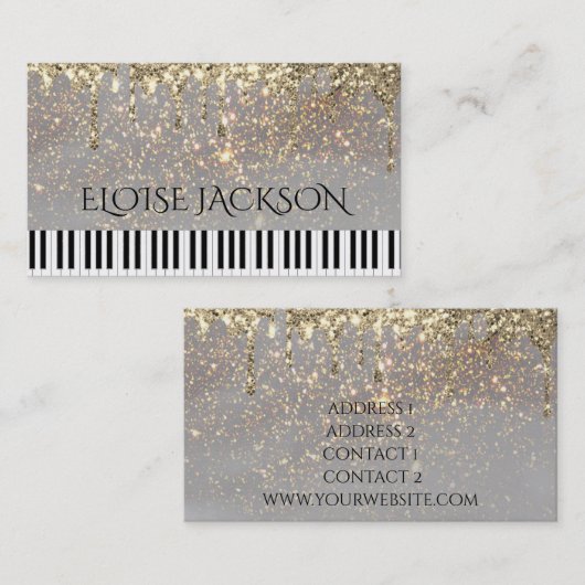 muziekleraar pianist elegant visitekaartje (Voorkant / Achterkant)