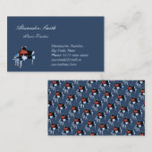 Muziekleraar piano elegant blauw visitekaartje (Voorkant / Achterkant)