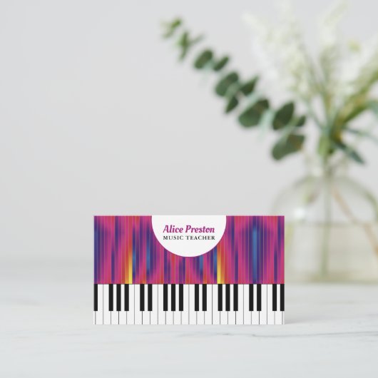Muziekleraar | Piano Keys Colorful Visitekaartje (Staand voorkant)