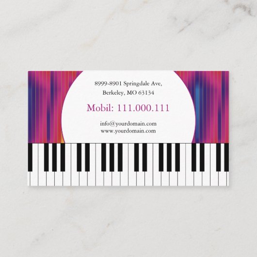 Muziekleraar | Piano Keys Colorful Visitekaartje (Achterkant)